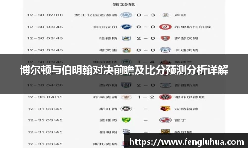 博尔顿与伯明翰对决前瞻及比分预测分析详解